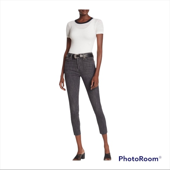 LEVI'S x REVOLVE Dark Gray Button Fly Wedgie Skinny Cropped Jeans Size 29 - Picture 3 of 10